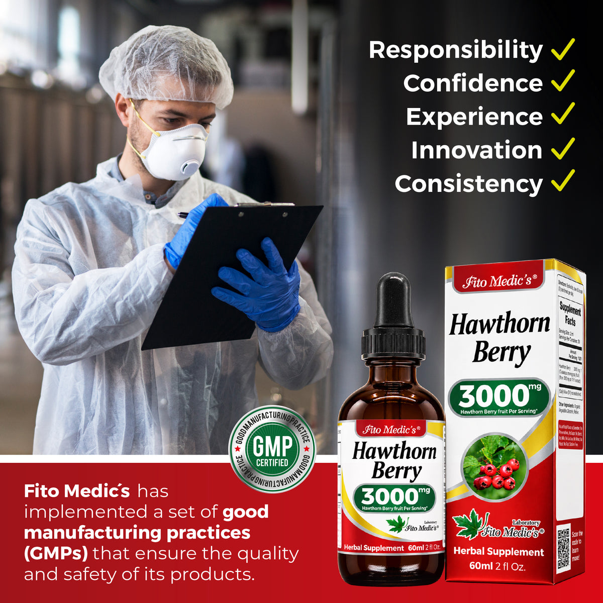 Hawthorn Berry Drops 3000 mg | 10:1 Liquid Extract | 2 fl oz | By Fito Medic's Lab
