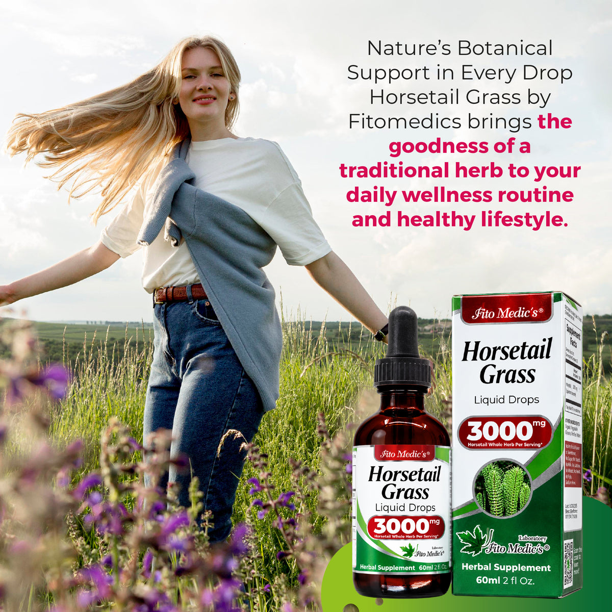 Horsetail Grass Drops 3000 mg | 10:1 Liquid Extract | 2 fl oz | By Fito Medic's Lab