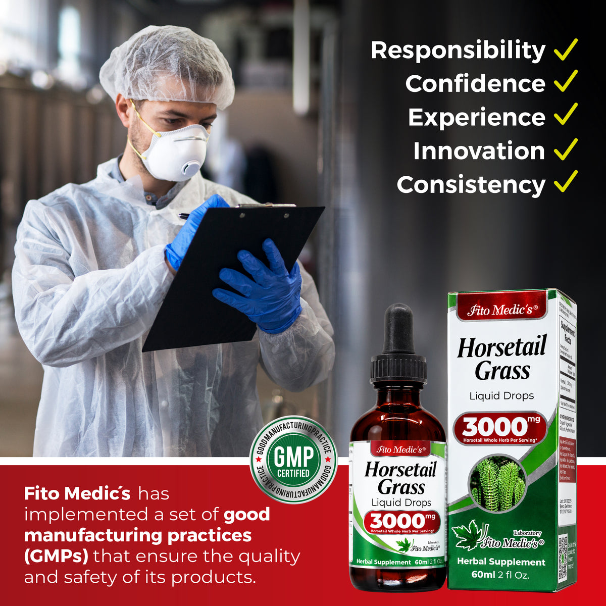 Horsetail Grass Drops 3000 mg | 10:1 Liquid Extract | 2 fl oz | By Fito Medic's Lab