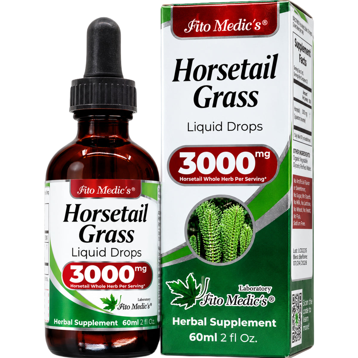 Horsetail Grass Drops 3000 mg | 10:1 Liquid Extract | 2 fl oz | By Fito Medic's Lab