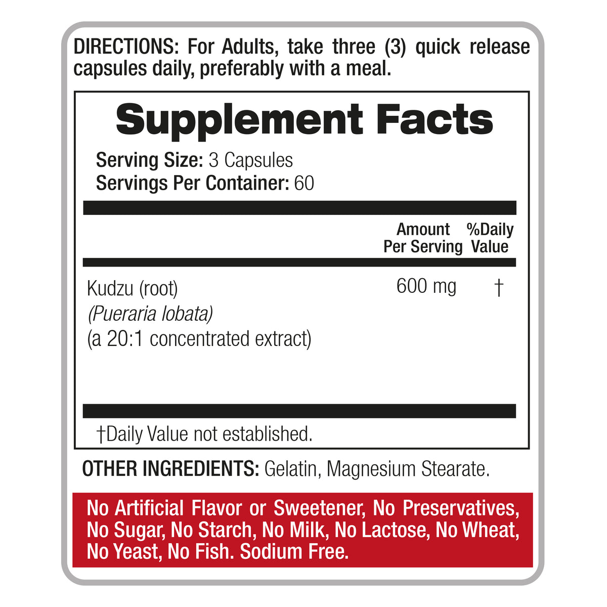 Kudzu Root Extract 12,000 mg | 20:1 Concentrate | 180 Capsules | By Fito Medic's