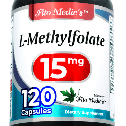 L-Methylfolate 15 mg – 25,000 mcg DFE Folate | 120 Capsules | By Fito Medic's