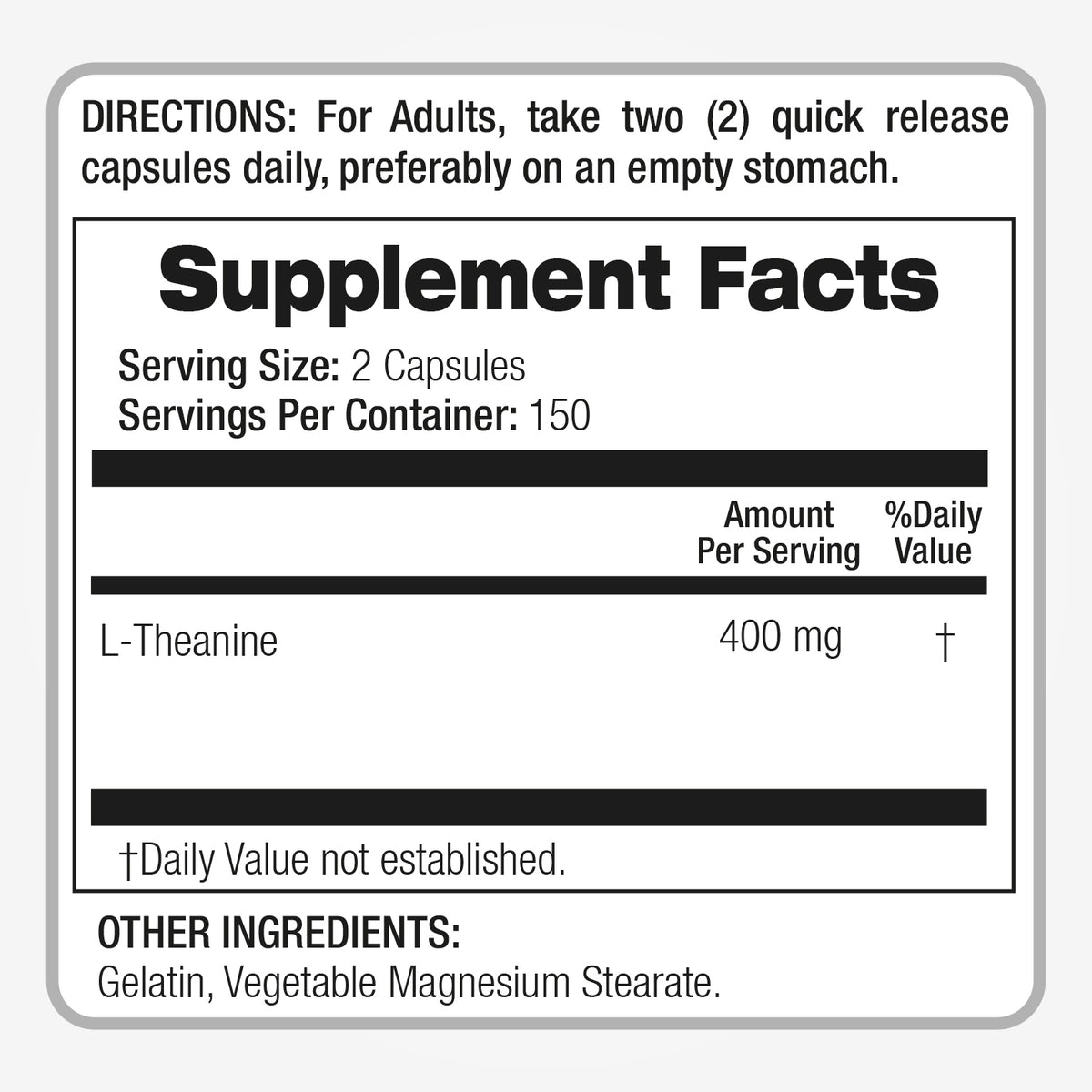 L-Theanine 400 mg | Amino Acid Supplement | 300 Capsules | By Fito Medic's