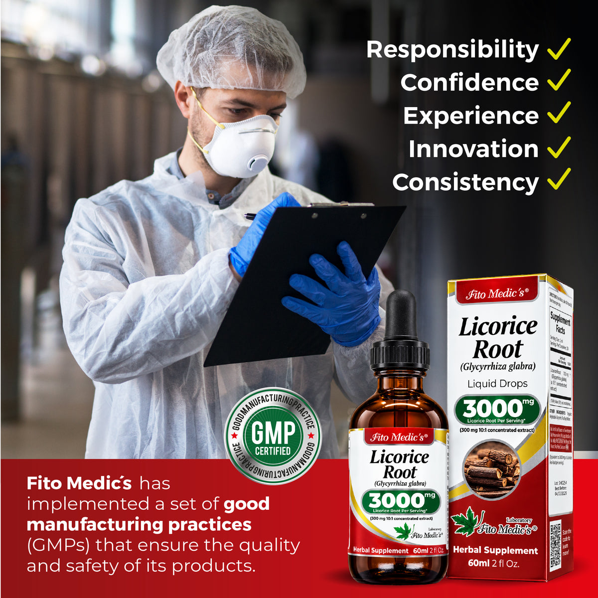 Licorice Root Drops 3000 mg | 10:1 Liquid Extract | 2 fl oz | By Fito Medic's Lab