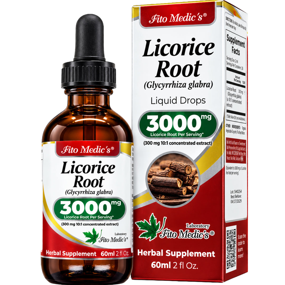 Licorice Root Drops 3000 mg | 10:1 Liquid Extract | 2 fl oz | By Fito Medic's Lab