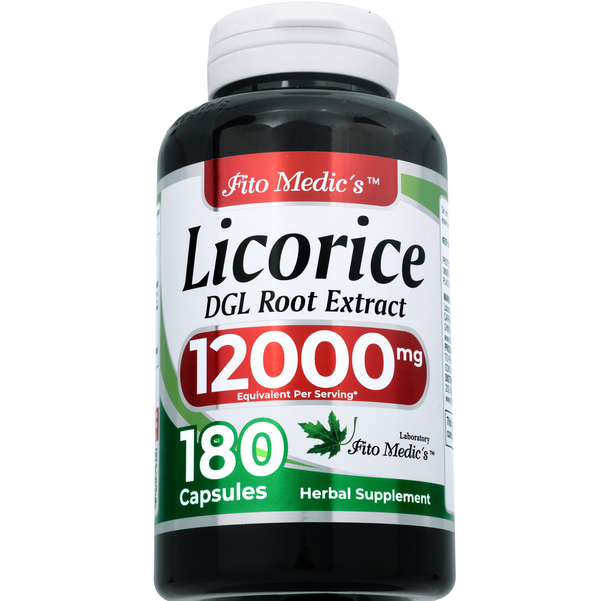 DGL Licorice Root Extract 12,000 mg | 20:1 Concentrate | 180 Capsules | By Fito Medic's