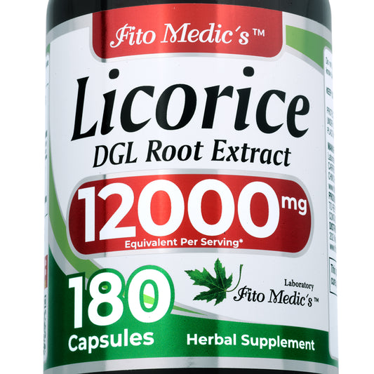 DGL Licorice Root Extract 12,000 mg | 20:1 Concentrate | 180 Capsules | By Fito Medic's