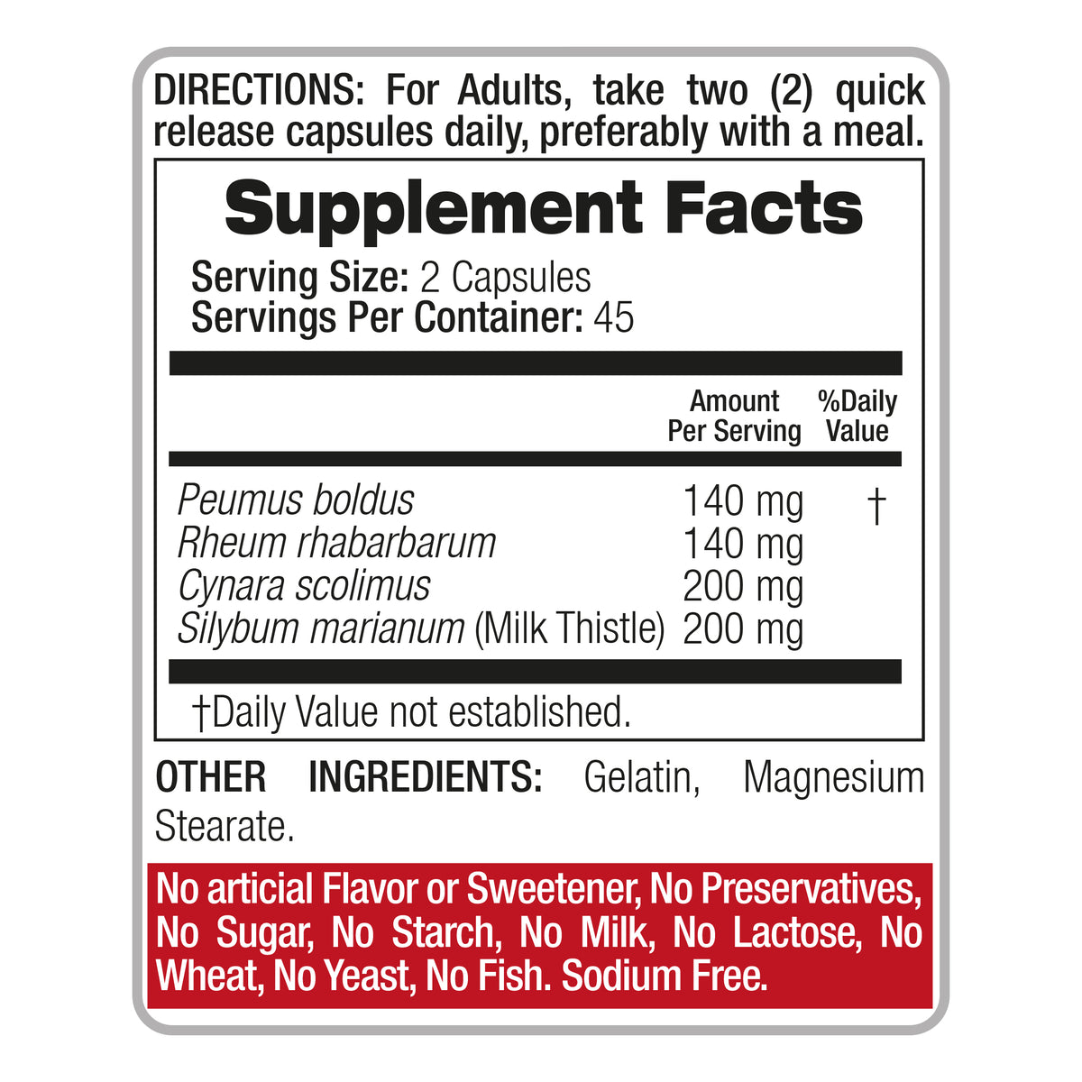 Liver Support Herbal Blend | Milk Thistle, Artichoke, Boldo & Rhubarb | 90 Capsules | By Fito Medic's