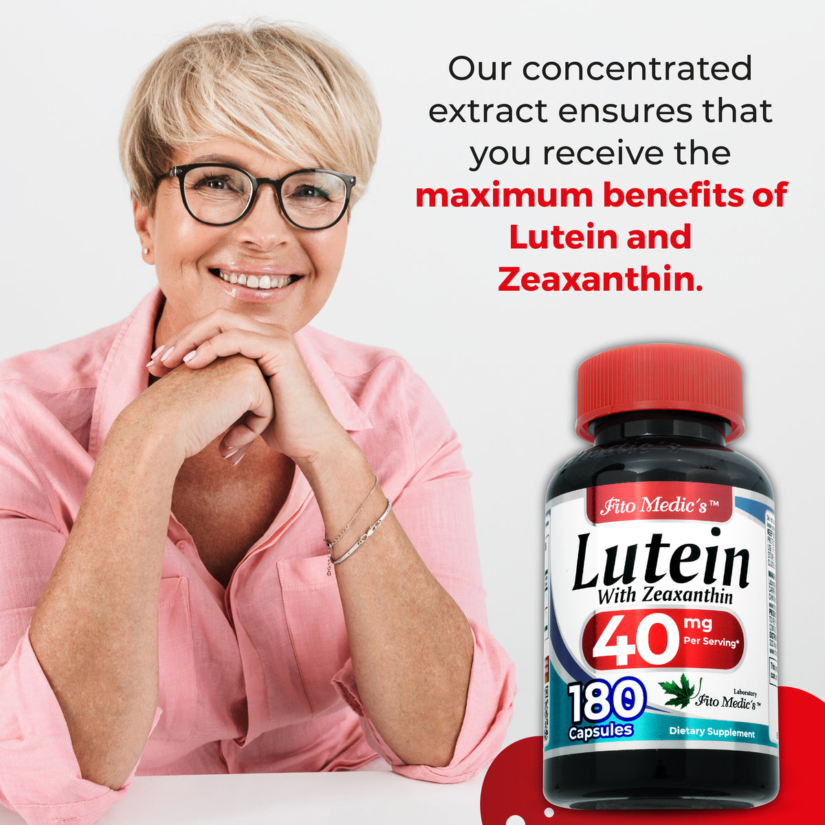 Lutein 40 mg with Zeaxanthin | Marigold Extract | 180 Capsules | By Fito Medic's