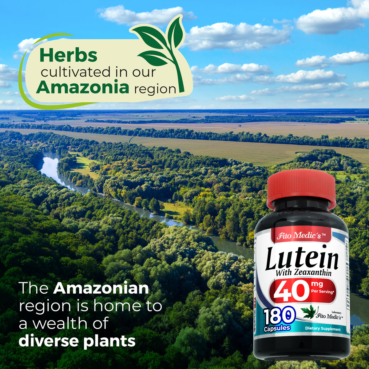 Lutein 40 mg with Zeaxanthin | Marigold Extract | 180 Capsules | By Fito Medic's