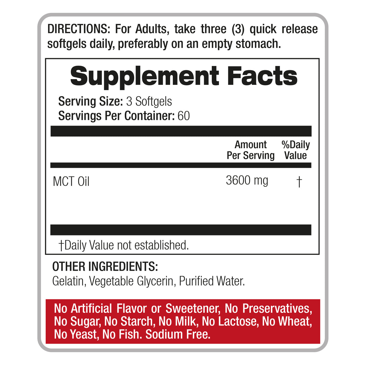 MCT Oil Softgels 3,600 mg | 180 Softgels | By Fito Medic's