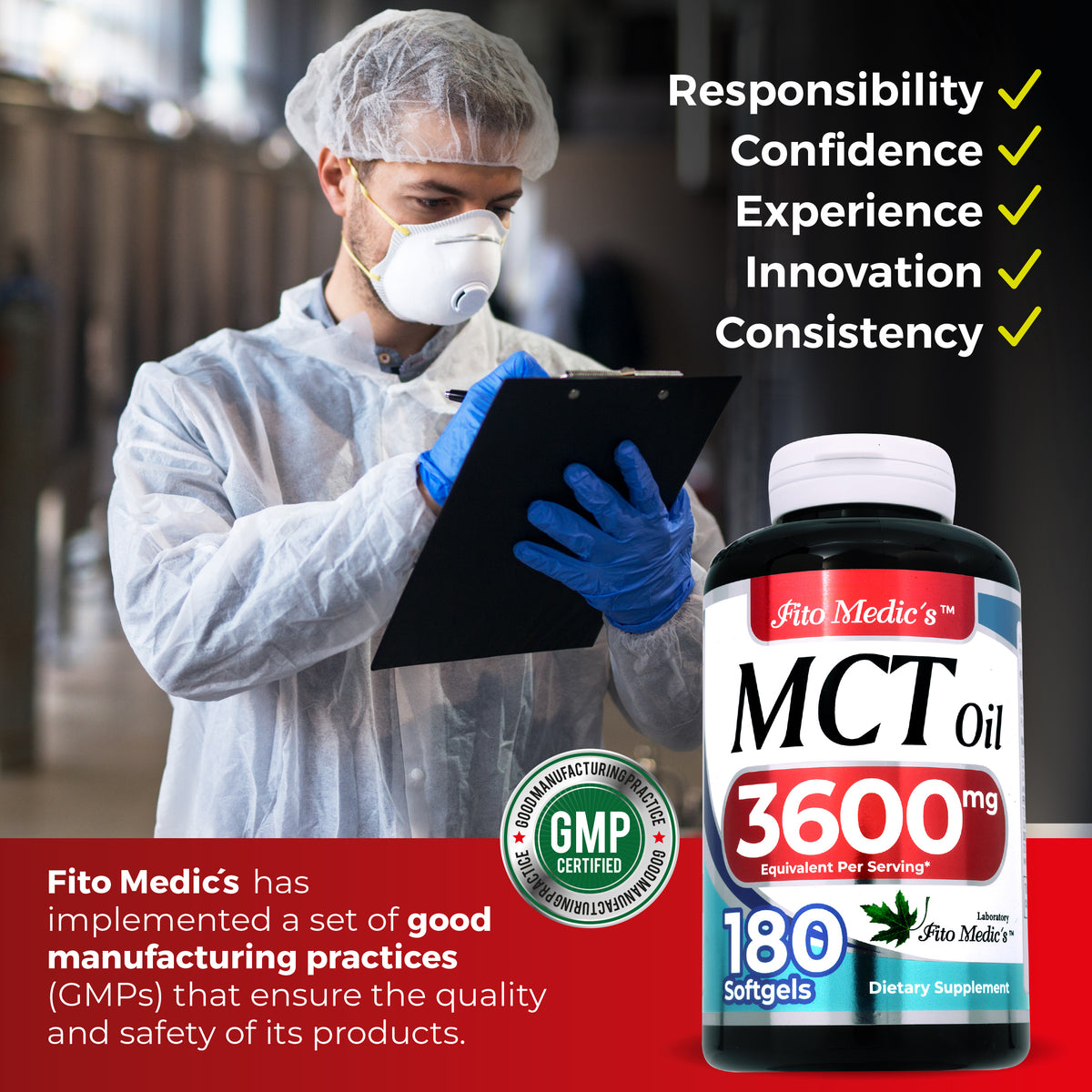 MCT Oil Softgels 3,600 mg | 180 Softgels | By Fito Medic's