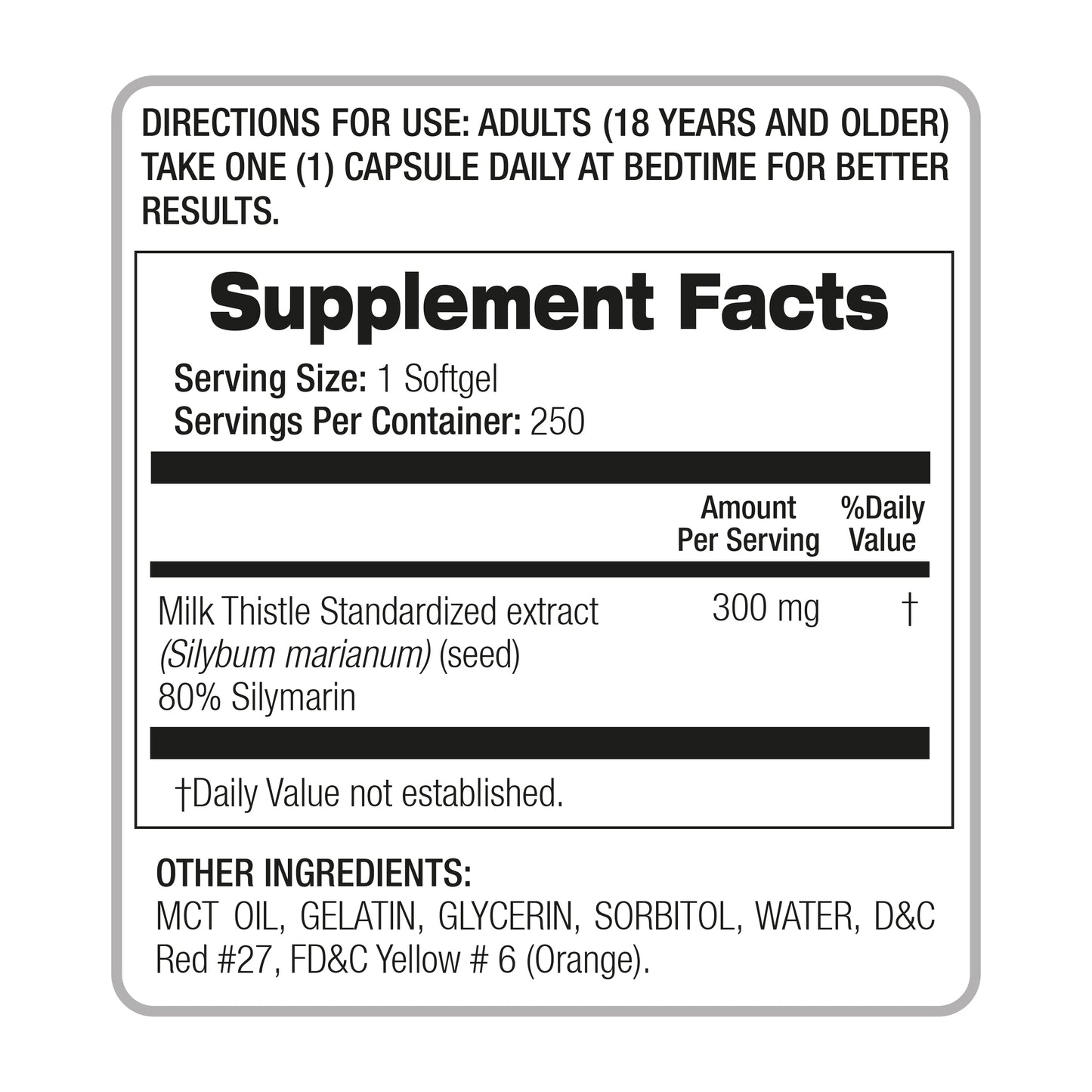 Lab - Milk thistle | Detox cleanse support | Liver support | 250 Soft Gels | Milk Thistle  Pills