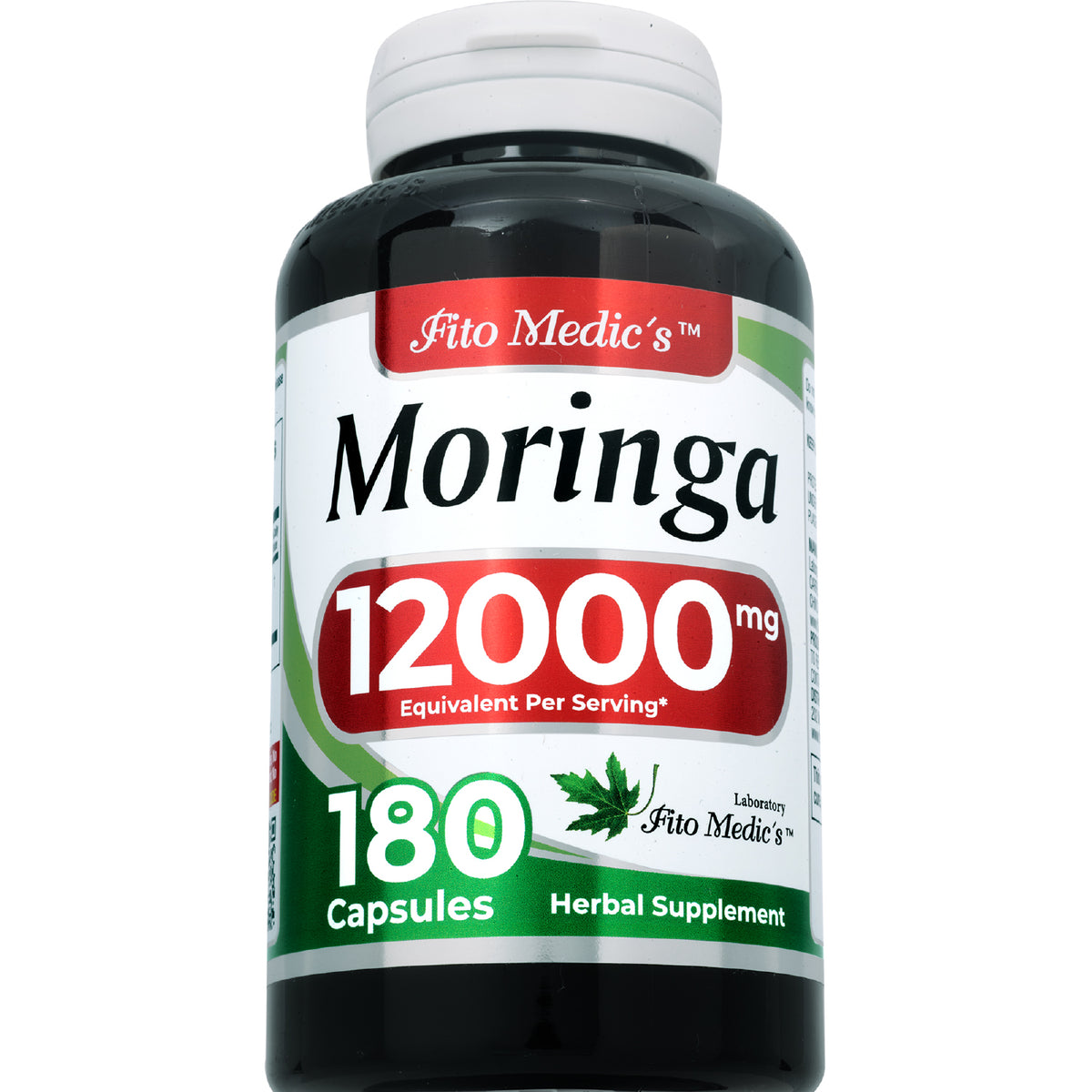 Moringa Leaf Extract 12,000 mg | 20:1 Concentrate | 180 Quick-Release Capsules | By Fito Medic's