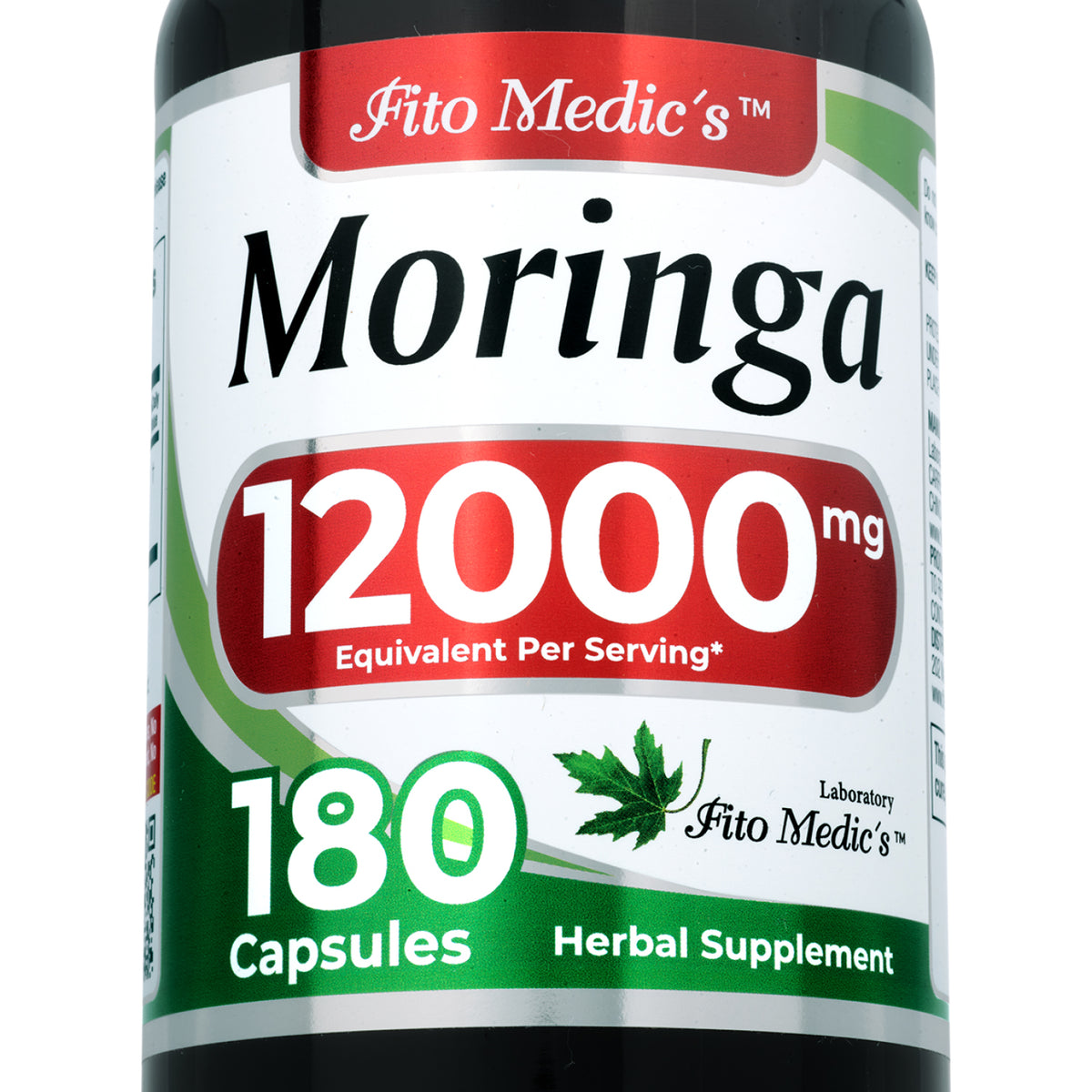 Moringa Leaf Extract 12,000 mg | 20:1 Concentrate | 180 Quick-Release Capsules | By Fito Medic's