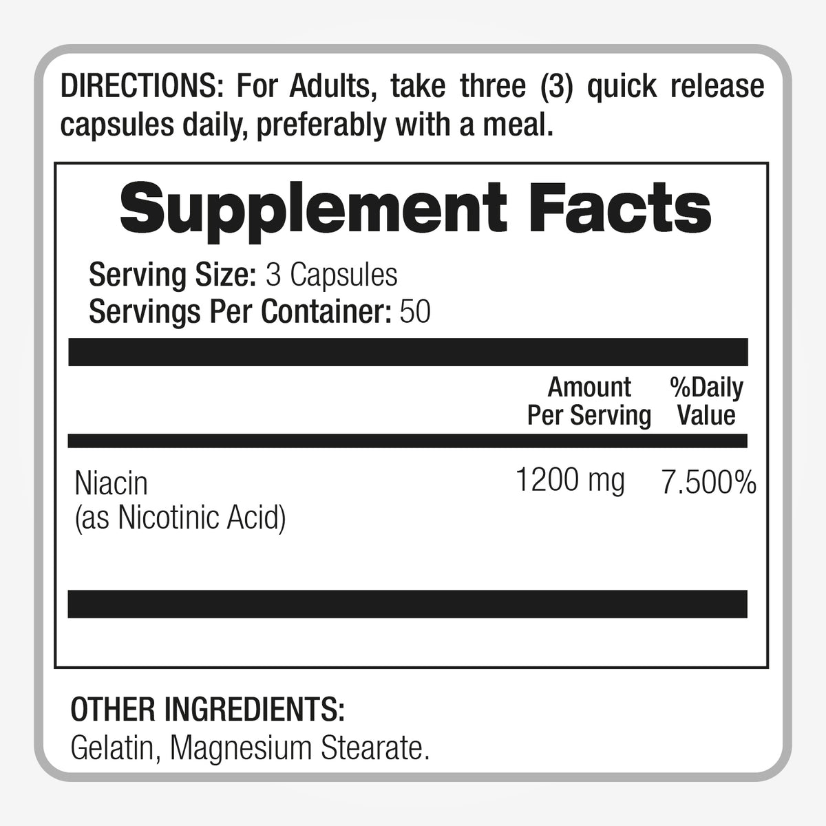 Niacin 1200 mg (Vitamin B3)  | 150 Capsules | By Fito Medic's