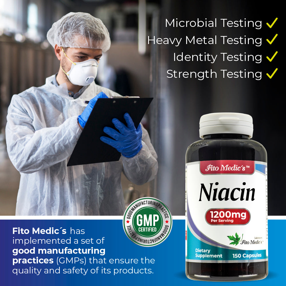 Niacin 1200 mg (Vitamin B3)  | 150 Capsules | By Fito Medic's