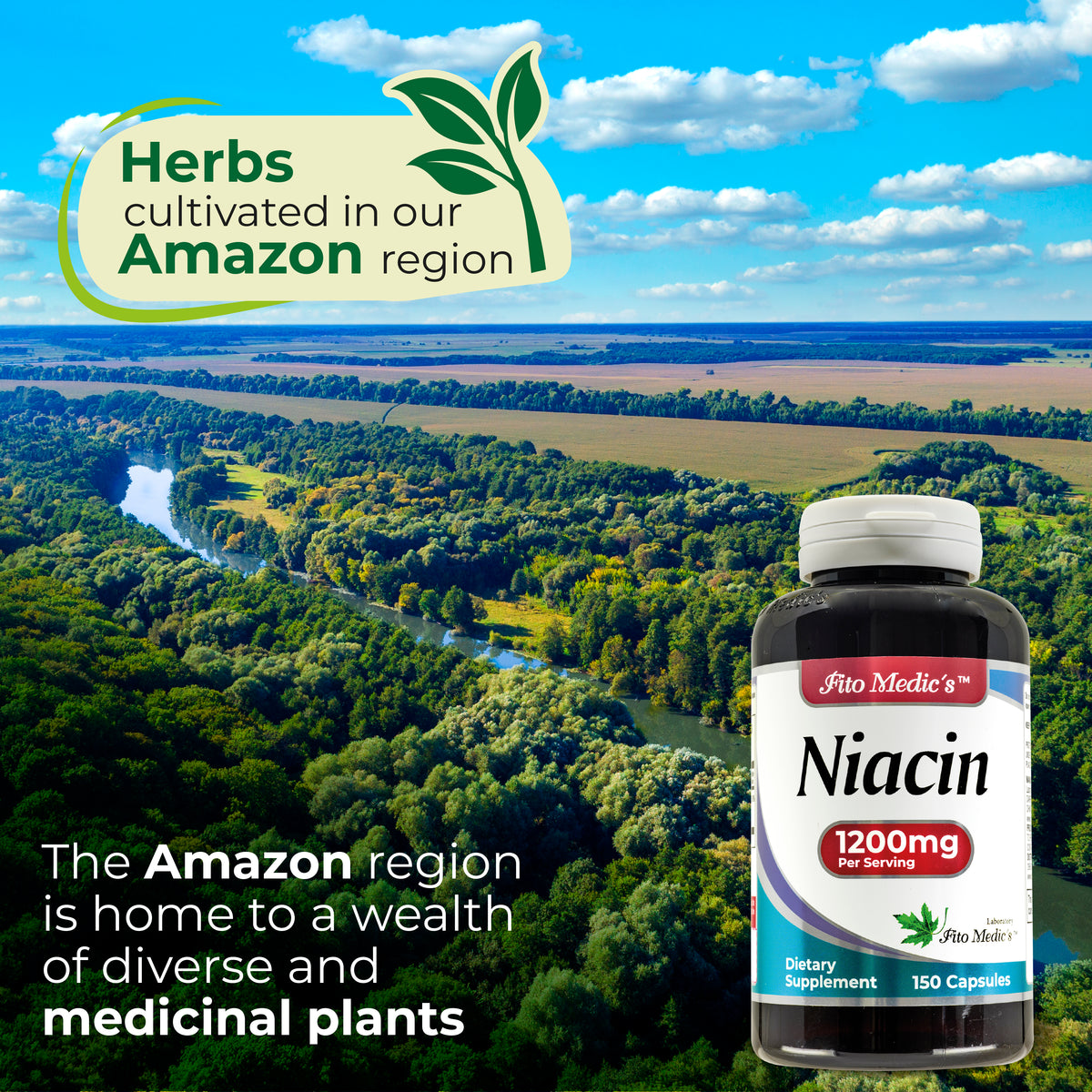 Niacin 1200 mg (Vitamin B3)  | 150 Capsules | By Fito Medic's