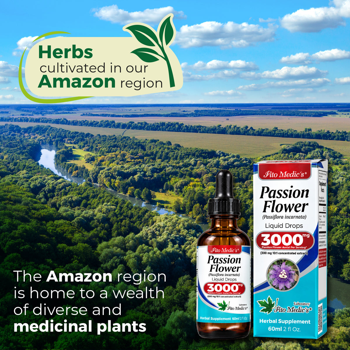 Passion Flower Drops 3000 mg | 10:1 Liquid Extract | 2 fl oz | By Fito Medic's Lab