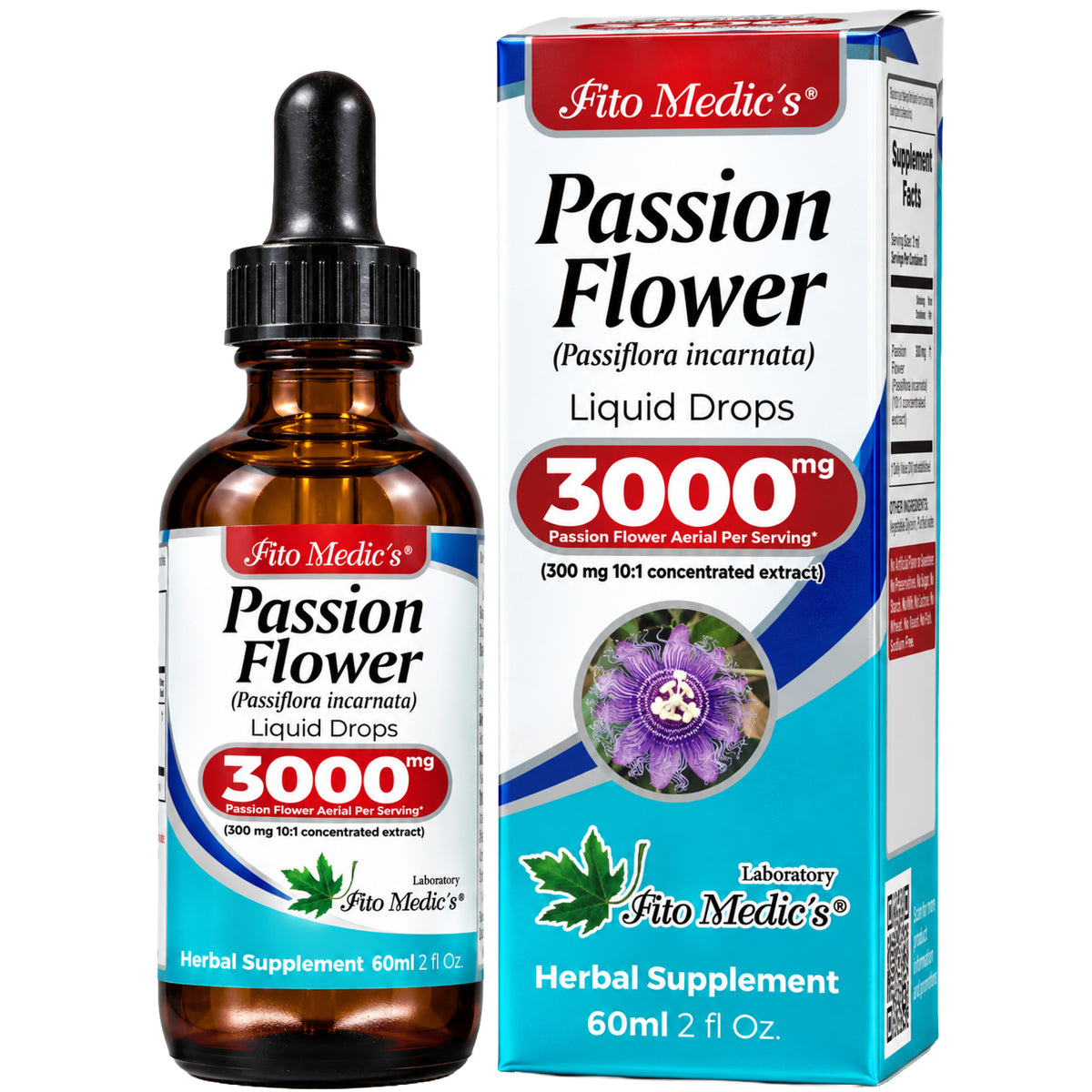 Passion Flower Drops 3000 mg | 10:1 Liquid Extract | 2 fl oz | By Fito Medic's Lab