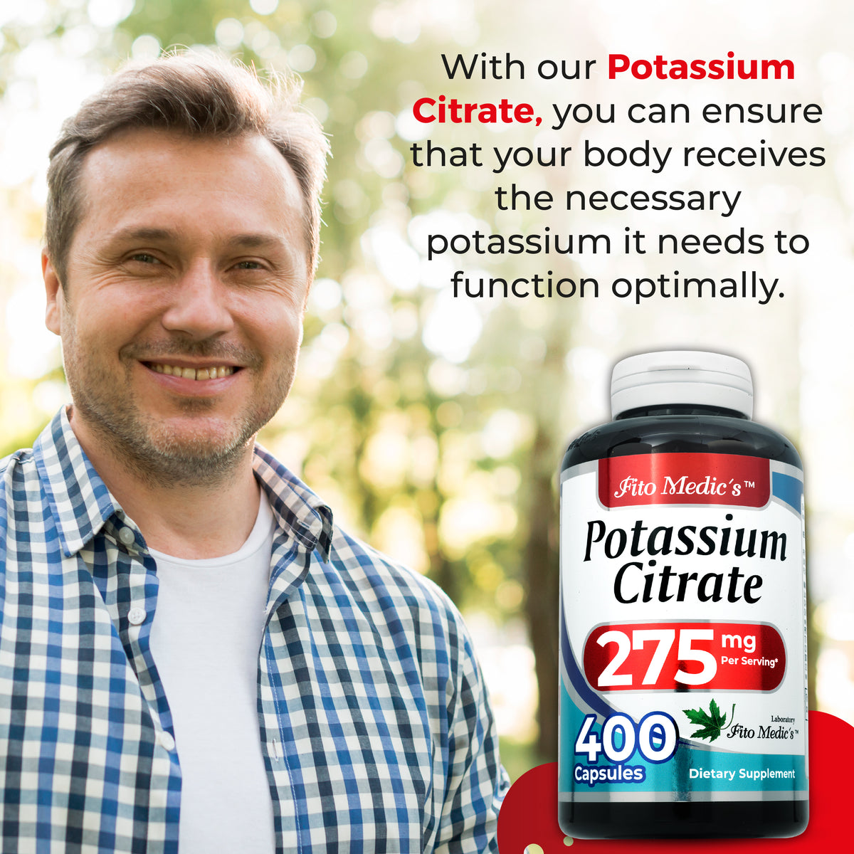 Potassium Citrate 275 mg | 400 Capsules | By Fito Medic's