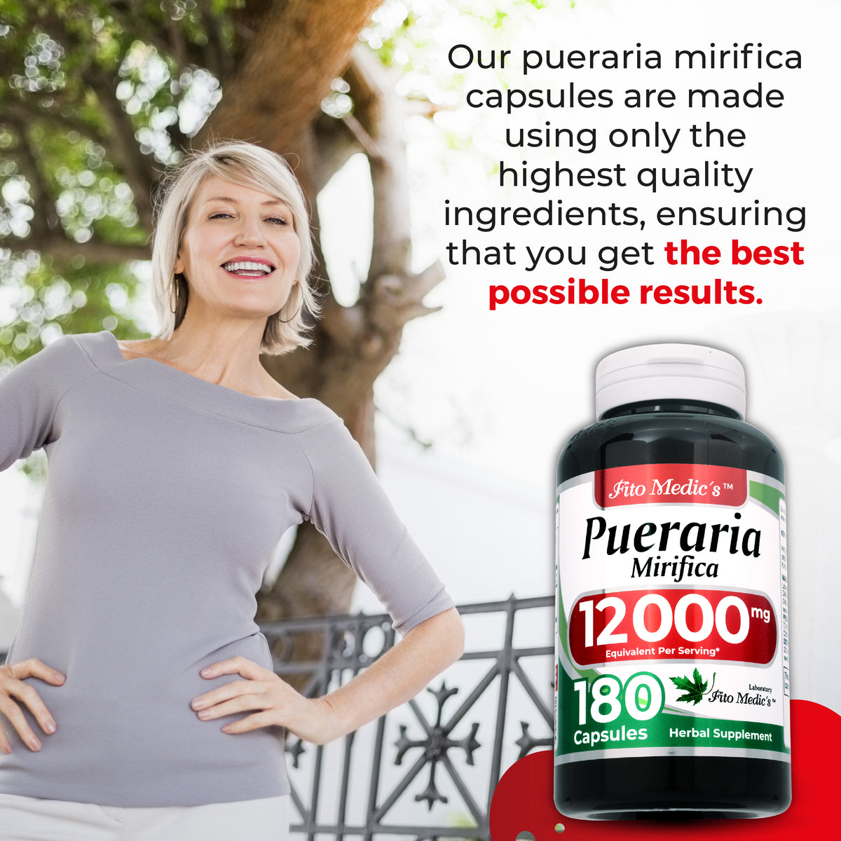 Pueraria Mirifica Root Extract 12,000 mg | 20:1 Concentrate | 180 Capsules | By Fito Medic's