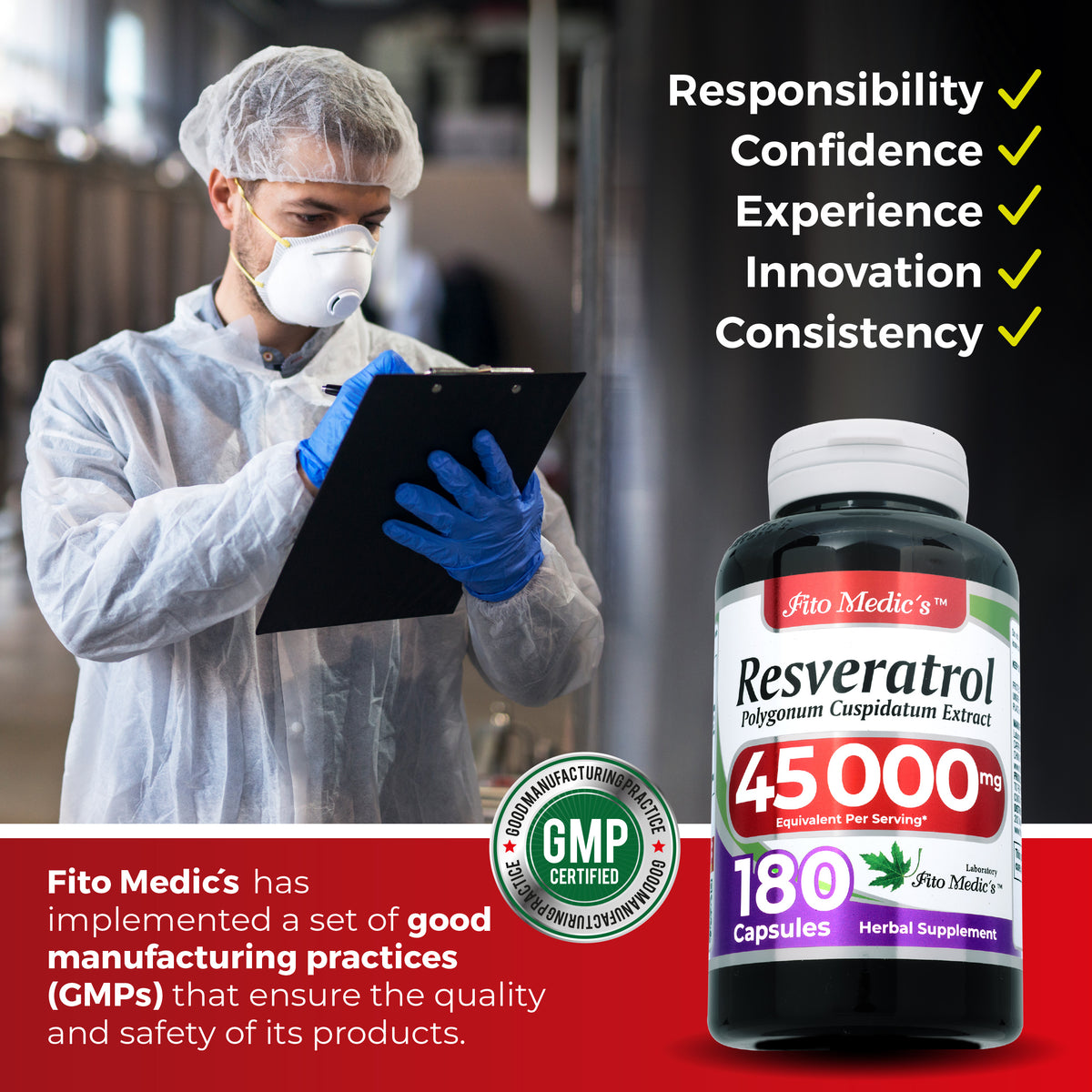 Resveratrol | Resveratrol supplements | Resveratrol capsules 450 mg 100:1 per 3-Capsule Serving | 180 Caps