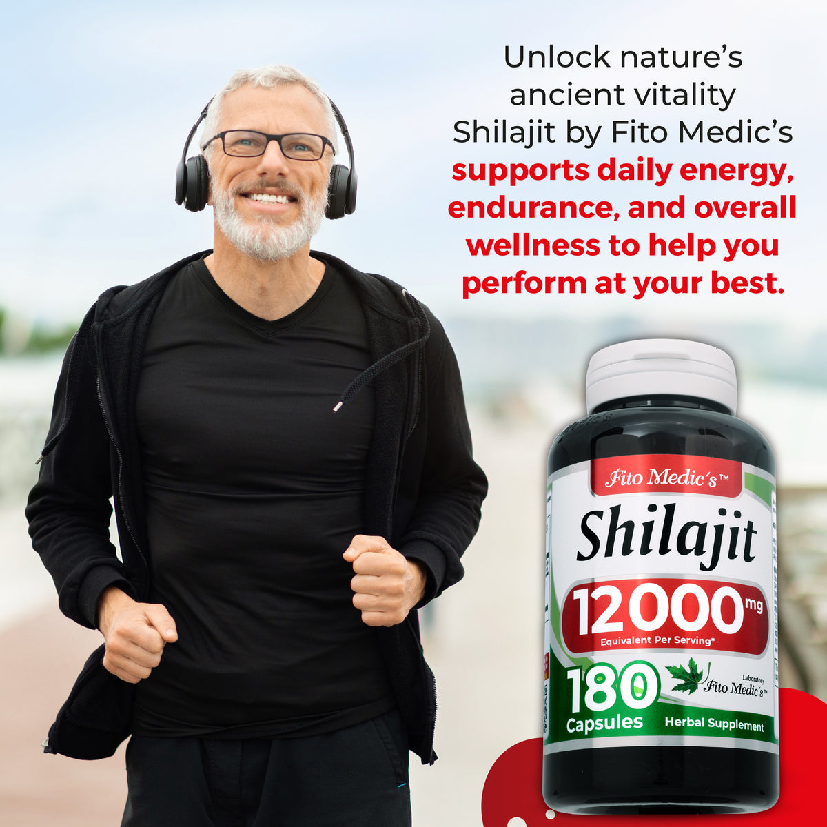 Shilajit Extract 12,000 mg | 20:1 Concentrate | 180 Capsules | By Fito Medic's