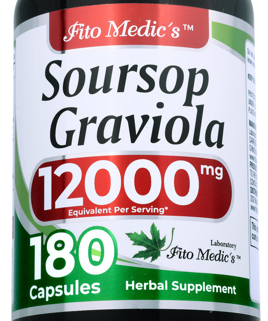 Graviola Fruit Extract 12,000 mg | 20:1 Concentrate | Soursop | 180 Capsules | By Fito Medic's