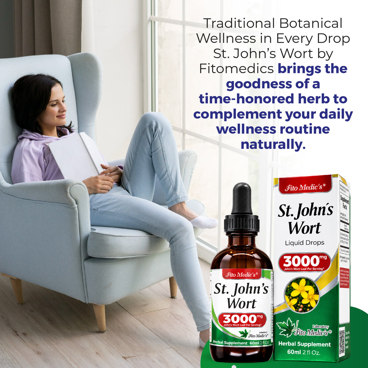St. John’s Wort Drops 3000 mg | 10:1 Liquid Extract | 2 fl oz | By Fito Medic's Lab