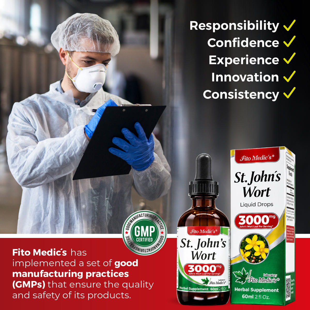 St. John’s Wort Drops 3000 mg | 10:1 Liquid Extract | 2 fl oz | By Fito Medic's Lab
