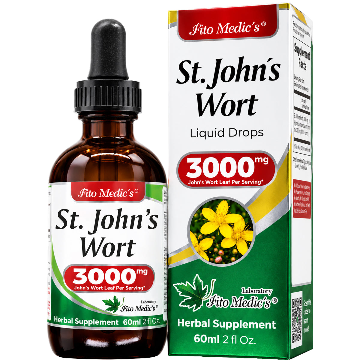 St. John’s Wort Drops 3000 mg | 10:1 Liquid Extract | 2 fl oz | By Fito Medic's Lab