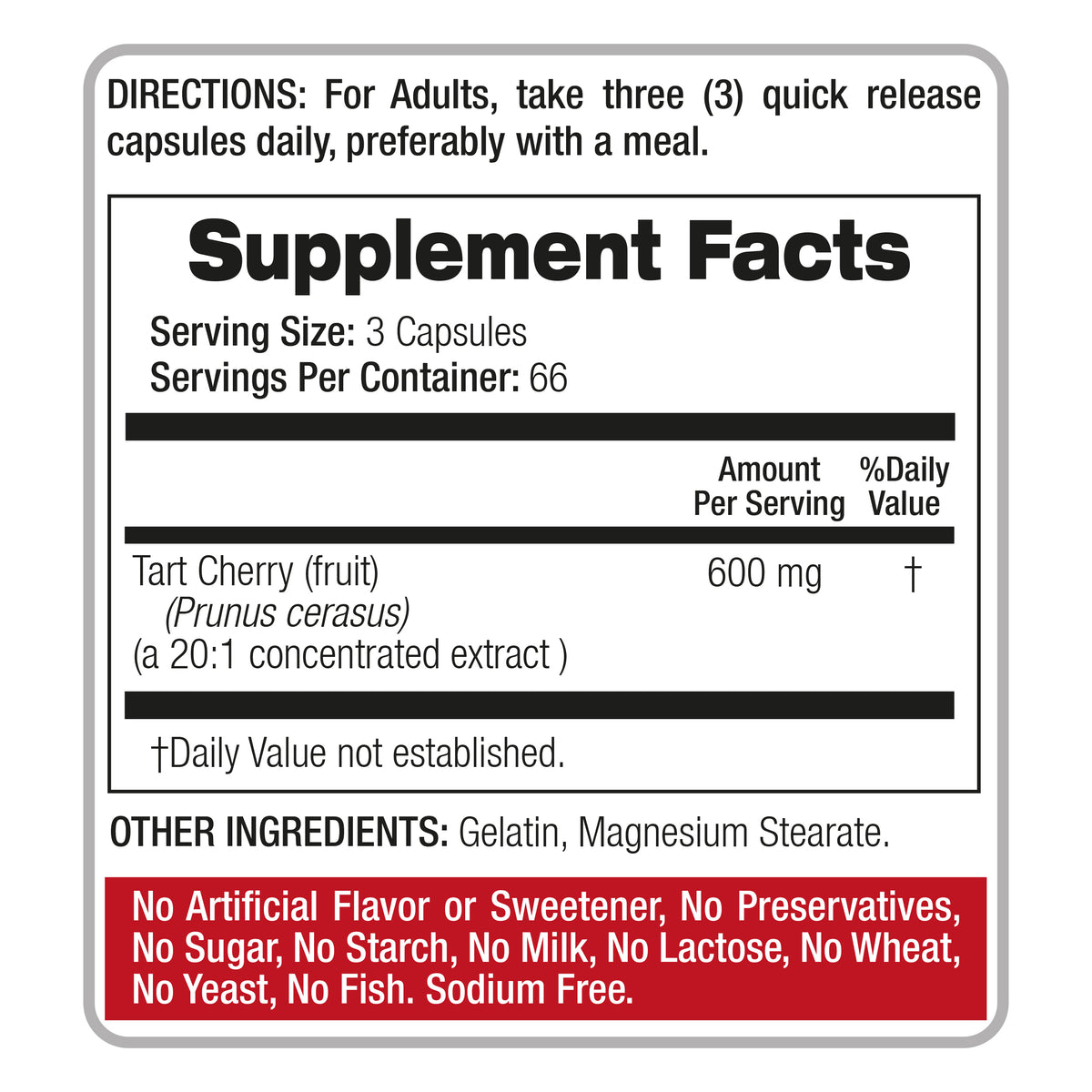Tart Cherry Extract Capsules 12,000 mg | 20:1 Concentrate | 200 Capsules | By Fito Medic's