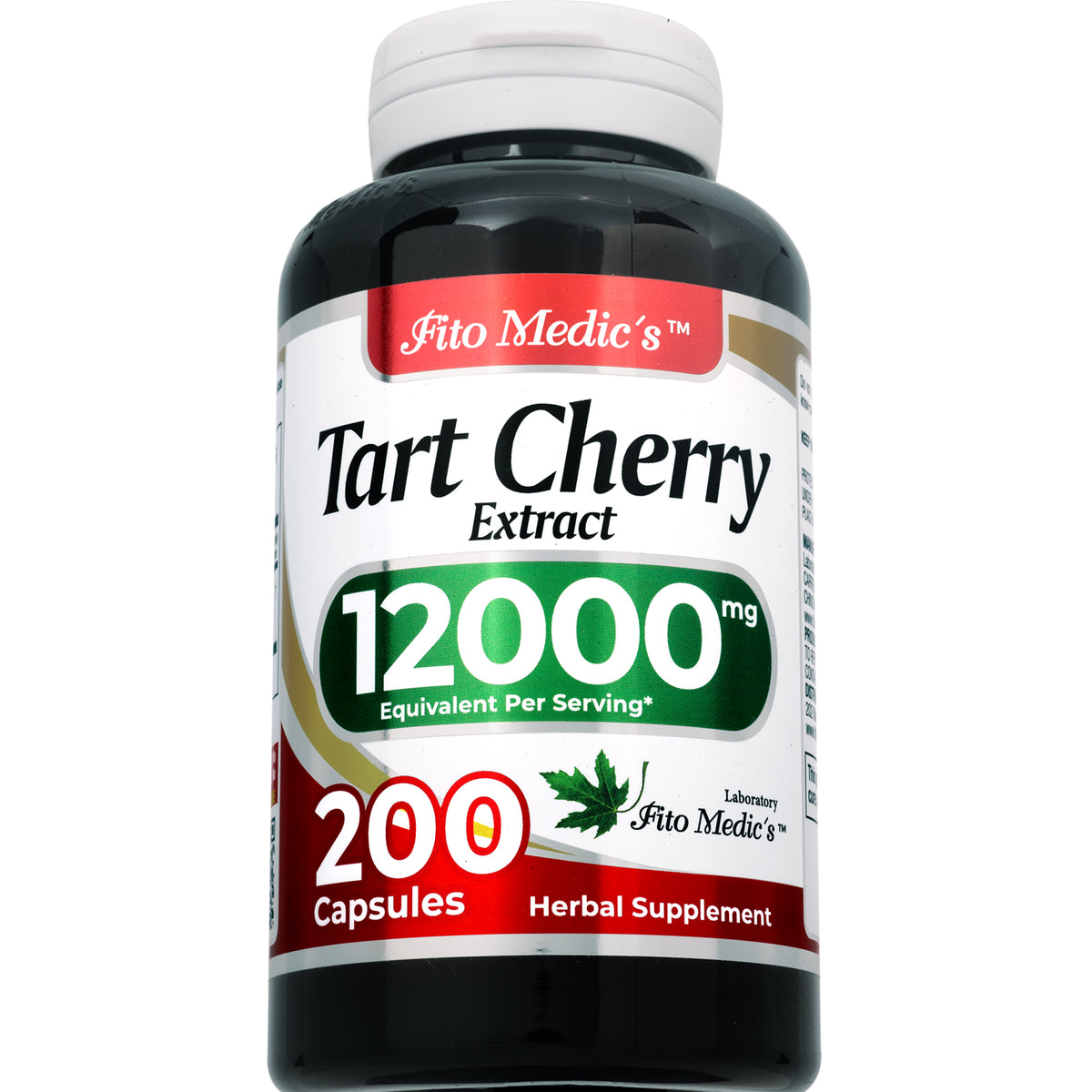 Tart Cherry Extract Capsules 12,000 mg | 20:1 Concentrate | 200 Capsules | By Fito Medic's