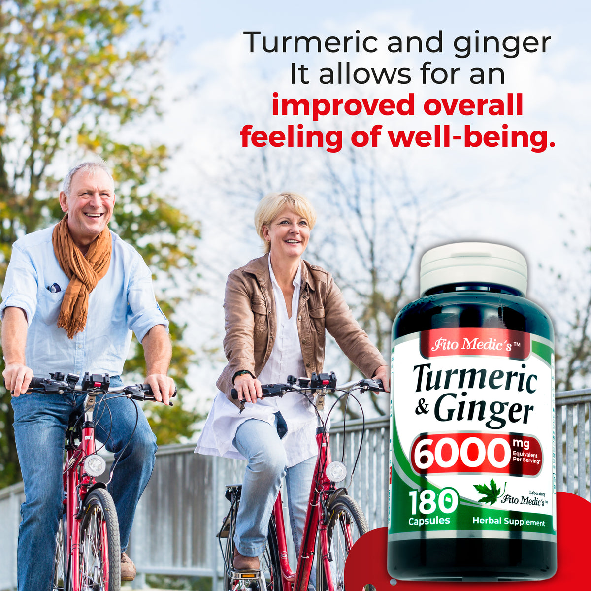 Turmeric & Ginger Root Extract 6,000 mg Equivalent | 10:1 Concentrate | 180 Capsules | By Fito Medic's