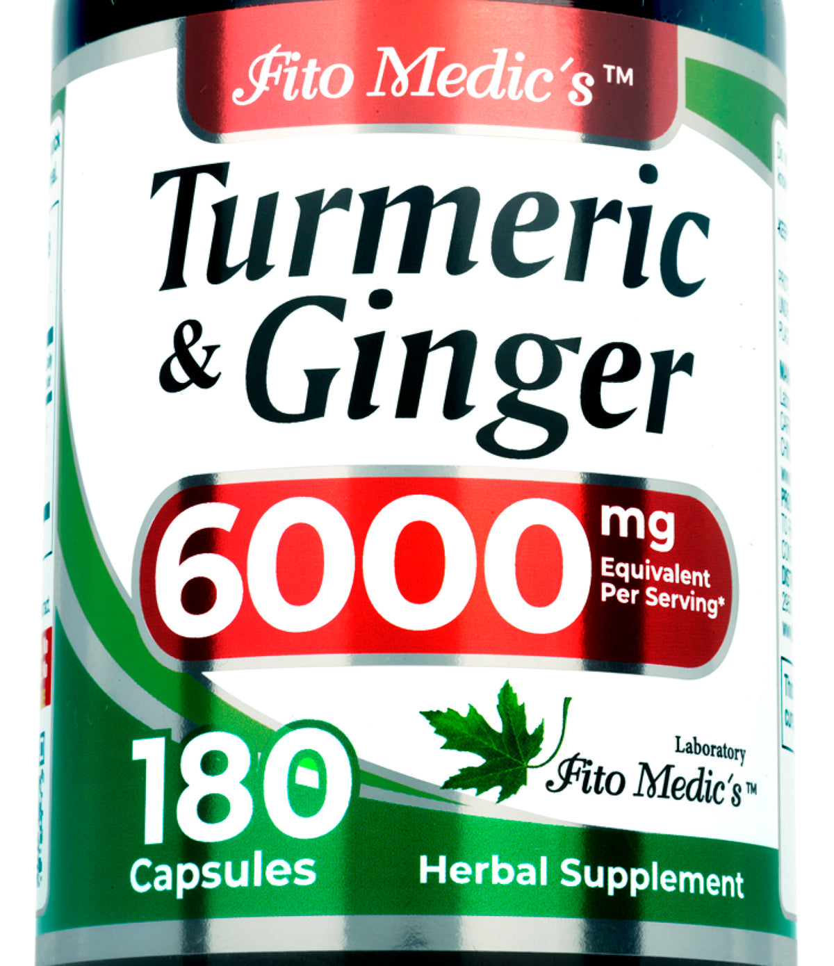 Turmeric & Ginger Root Extract 6,000 mg Equivalent | 10:1 Concentrate | 180 Capsules | By Fito Medic's