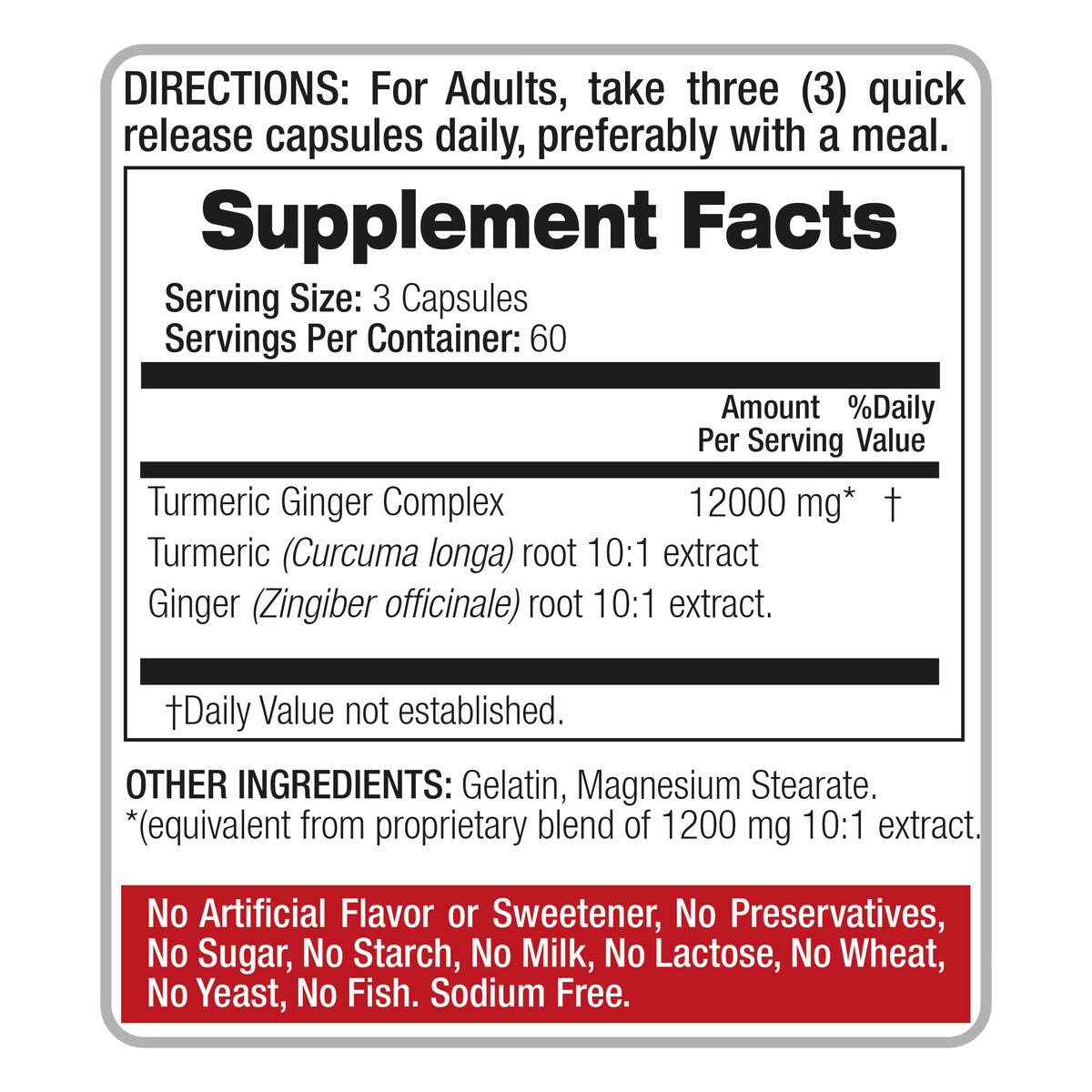Turmeric & Ginger Root Extract 6,000 mg Equivalent | 10:1 Concentrate | 180 Capsules | By Fito Medic's