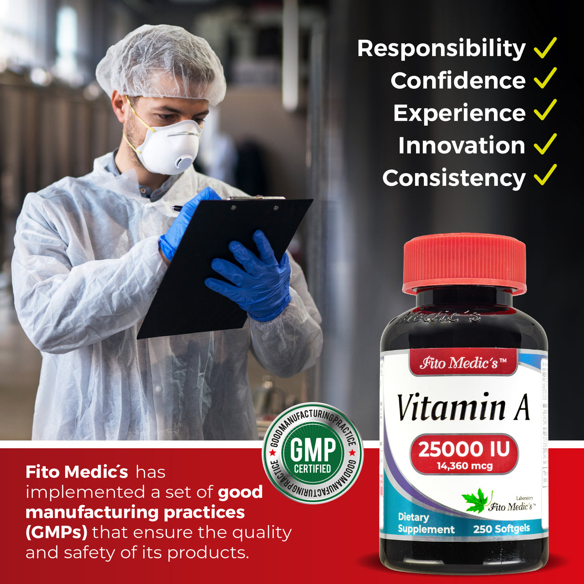Vitamin A 25,000 IU | 250 Softgels | By Fito Medic's