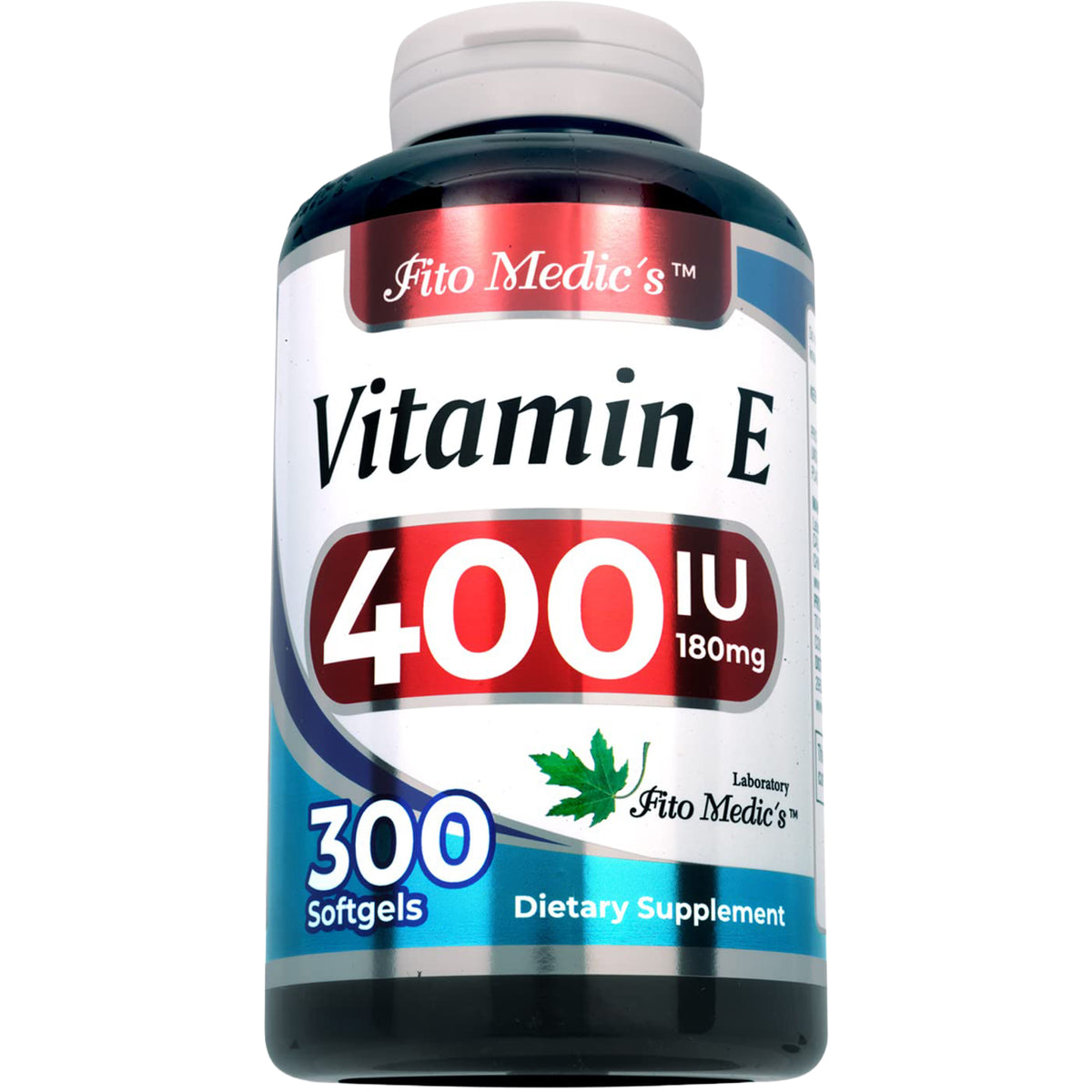 Vitamin E 400 IU (180 mg) | dl-Alpha Tocopheryl Acetate | 300 Softgels | By Fito Medic's