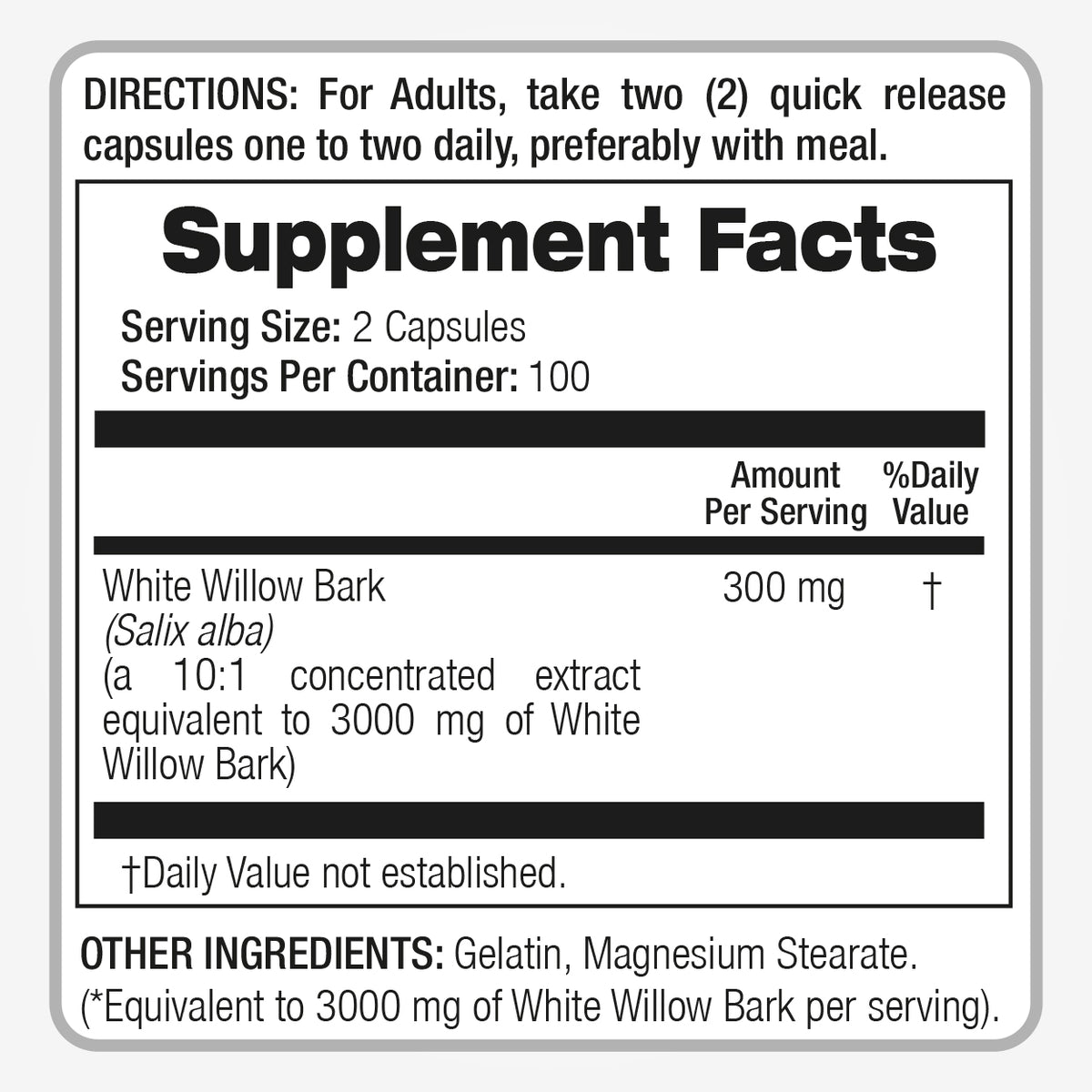 White Willow Bark Extract 12,000 mg |- 20:1 Concentrate | 180 Quick-Release Capsules | By Fito Medic's