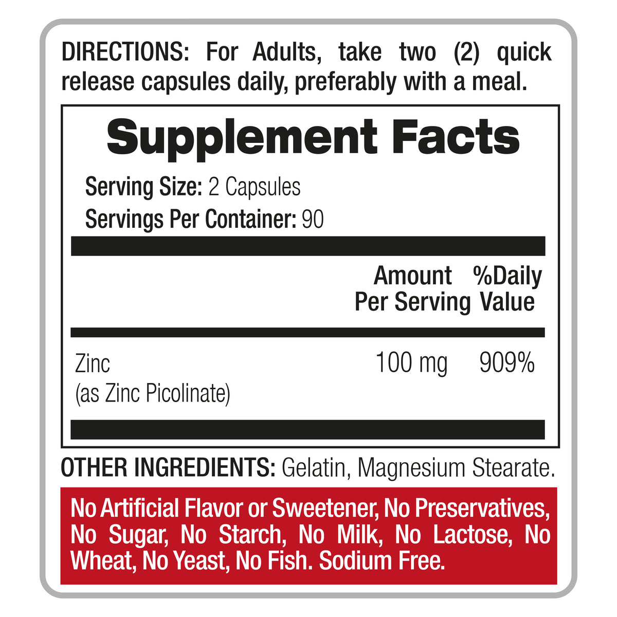 Zinc Supplements | Zinc Picolinate | Dietary Supplement | 180 Capsules