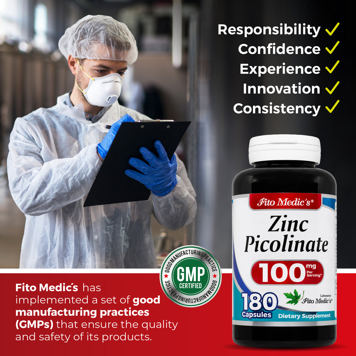 Zinc Supplements | Zinc Picolinate | Dietary Supplement | 180 Capsules