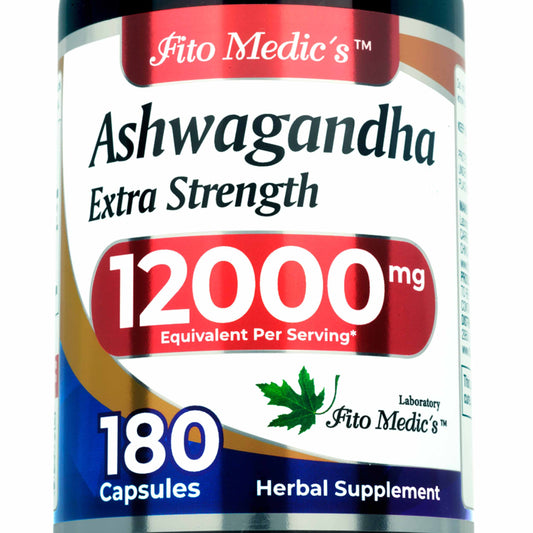 Ashwagandha Root Extract 12,000 mg Equivalent | 20:1 Concentrate | 180 Capsules | By Fito medic's