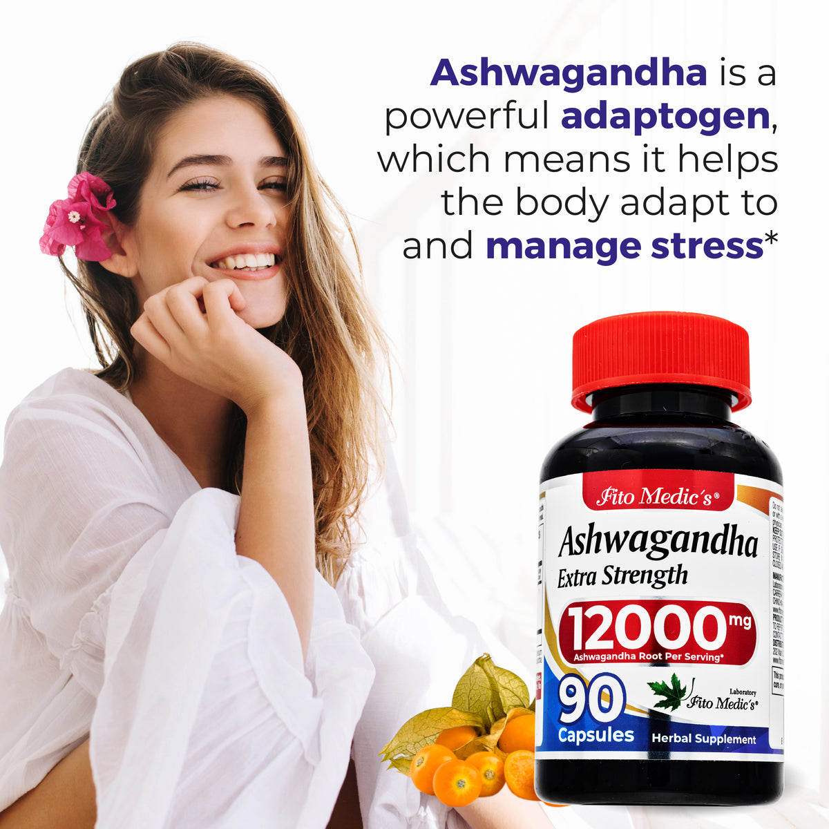 Ashwagandha Root Extract 12,000 mg | 20:1 Concentrate | 90 Capsules | By Fito Medic's