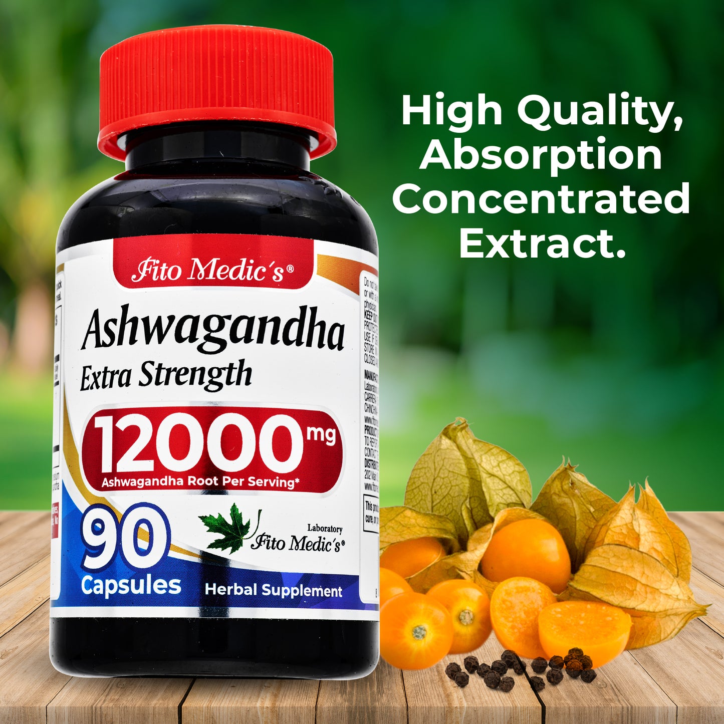 Ashwagandha Supplement | 20:1 Root Extract | 12000 mg Equivalent Per Serving | 90 Capsules