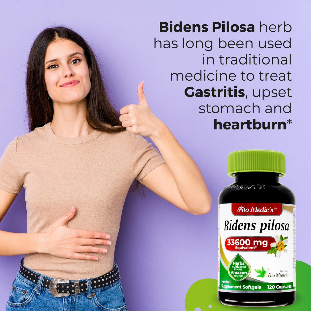 Bidens Pilosa Extract | 75:1 Concentrated Herbal Extract | 120 Softgels | By Fito medic's