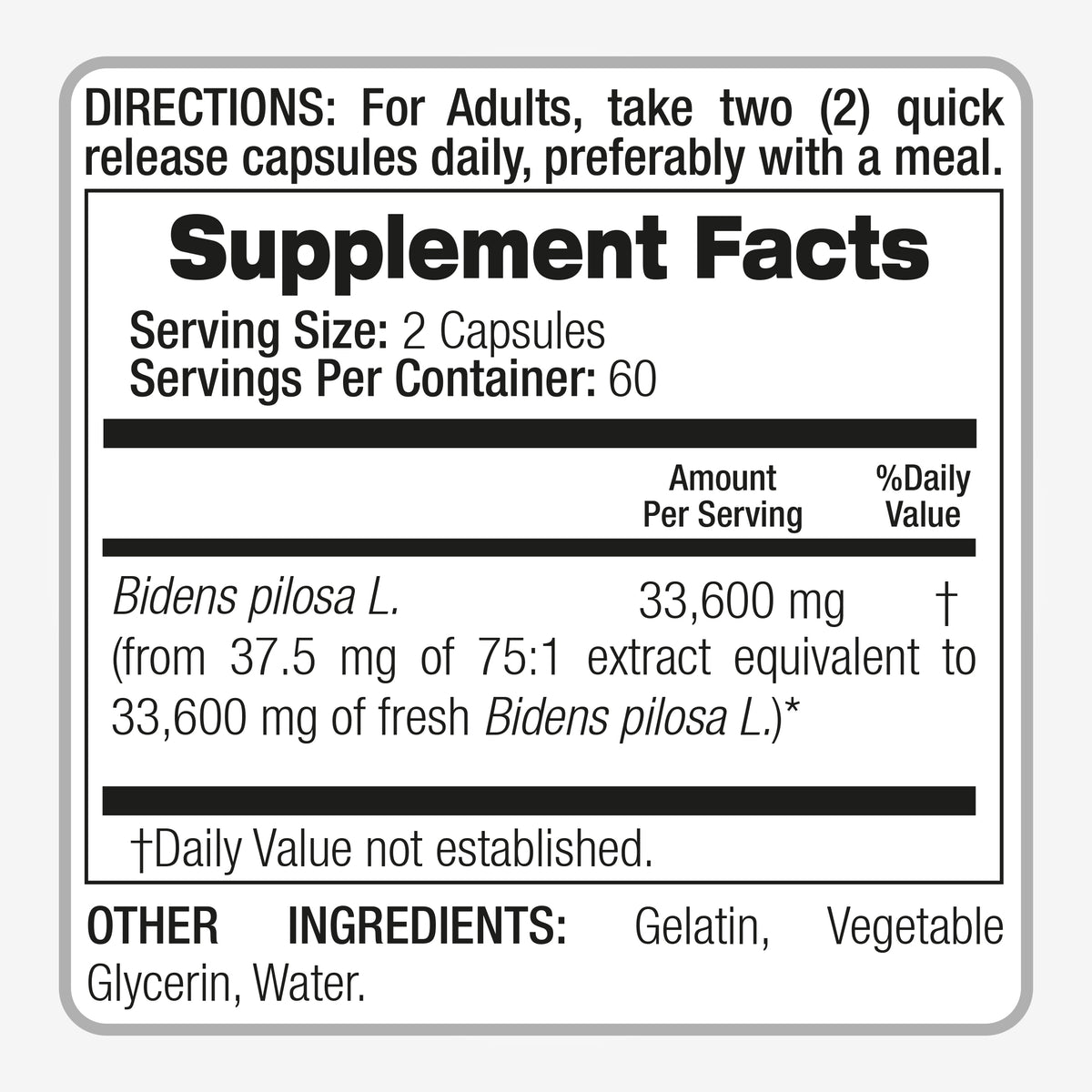 Bidens Pilosa Extract | 75:1 Concentrated Herbal Extract | 120 Softgels | By Fito medic's