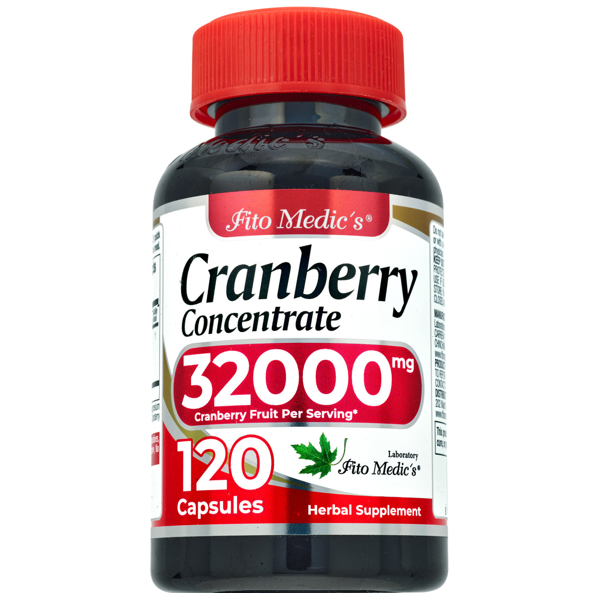 Cranberry Fruit Extract 32,000 mg Equivalent | 80:1 Concentrate | 120 Capsules | By Fito Medic's