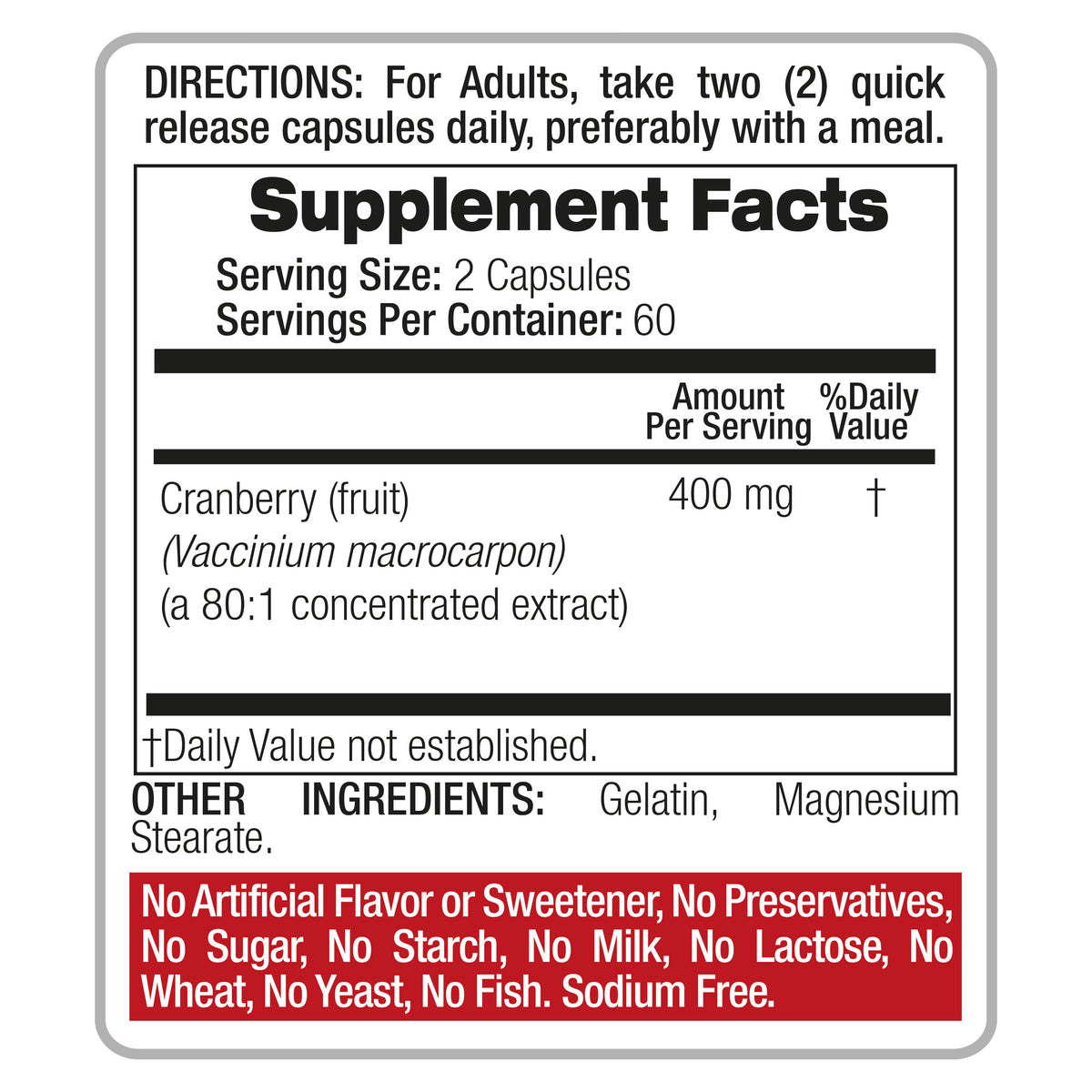 Cranberry Fruit Extract 32,000 mg Equivalent | 80:1 Concentrate | 120 Capsules | By Fito Medic's