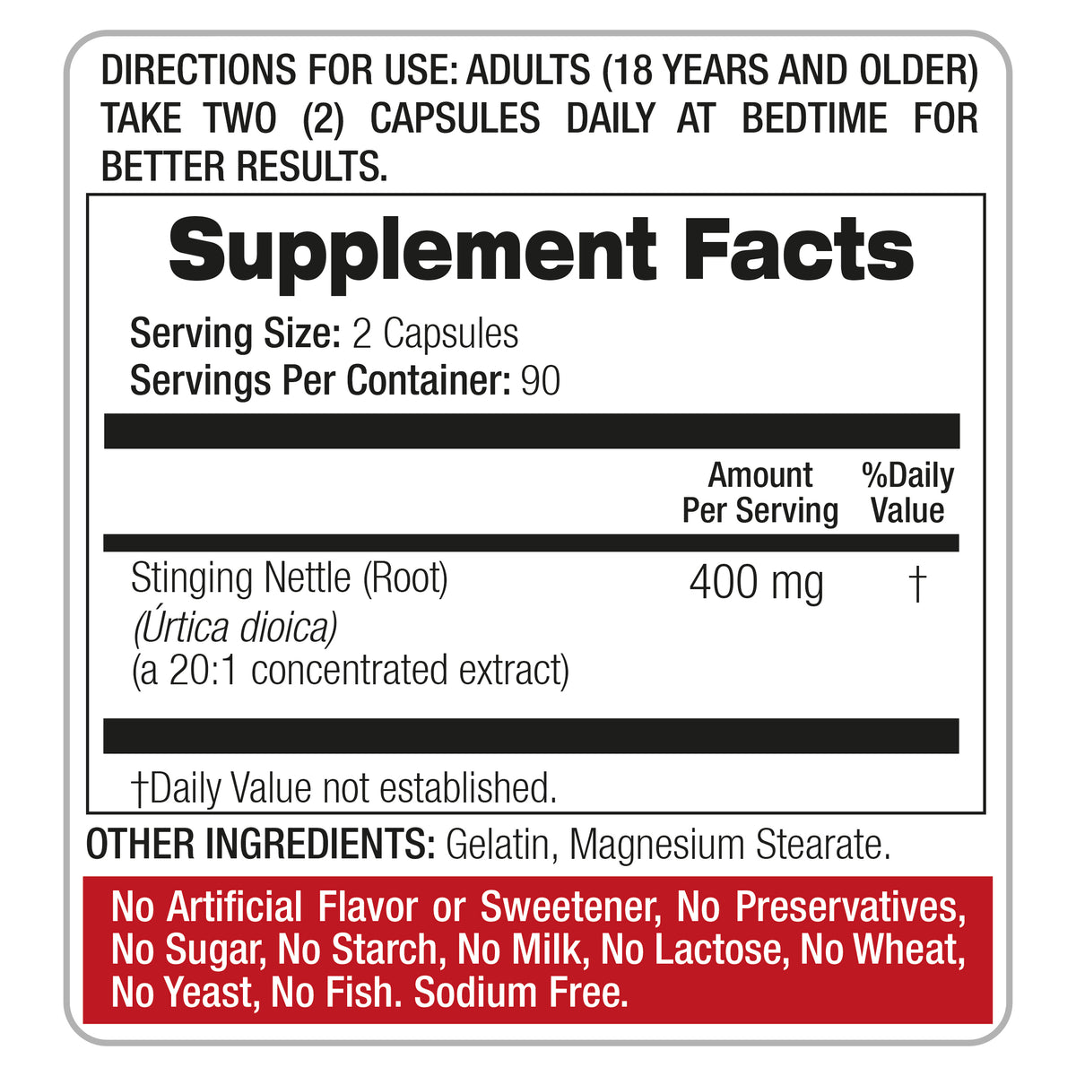 Stinging Nettle Root Extract 8,000 mg Equivalent | 20:1 Concentrate | 180 Capsules | By Fito Medic's